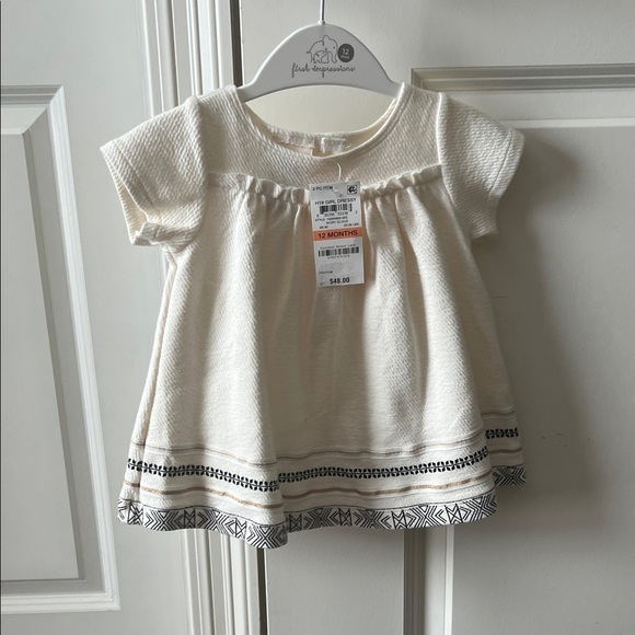First Impressions Other - NWT First Impressions Ivory Baby Blouse with Patterned Hem Size 12M
